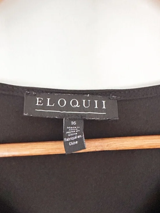 ELOQUII Plus Size Knot Front Pleated Skirt Dress Black 16 - Picture 6 of 11